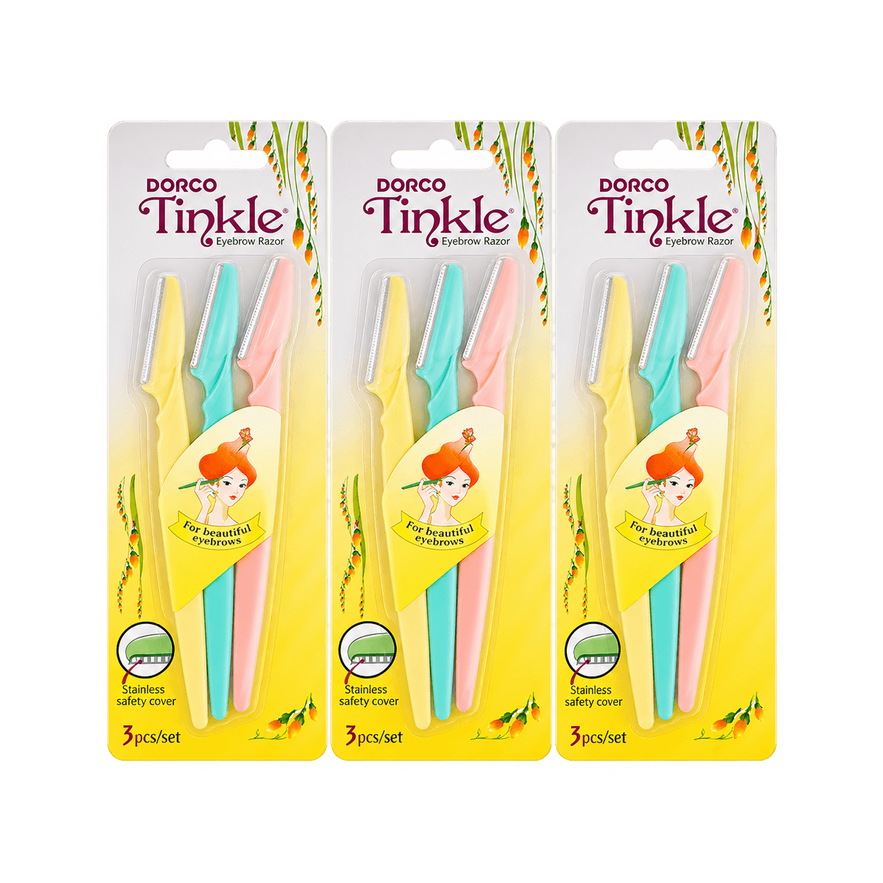 Stainless Eyebrow Razor, 3-pack