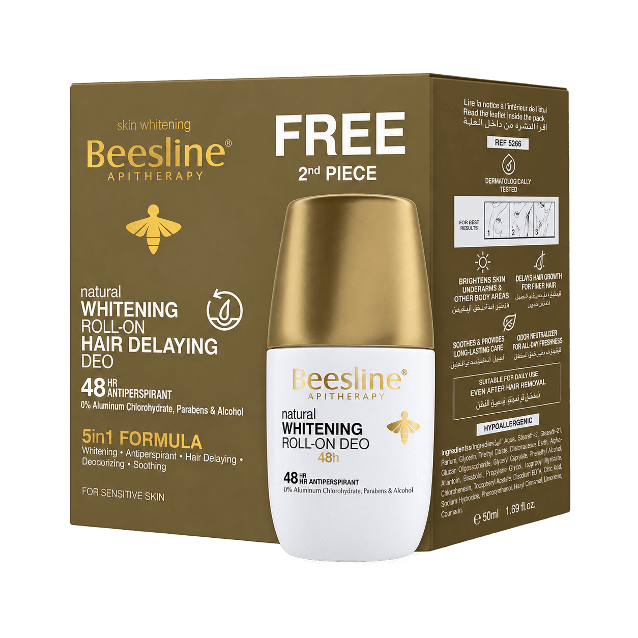 Whitening Roll-On Deodorant - Hair Delaying 48h (1+1) 50ml