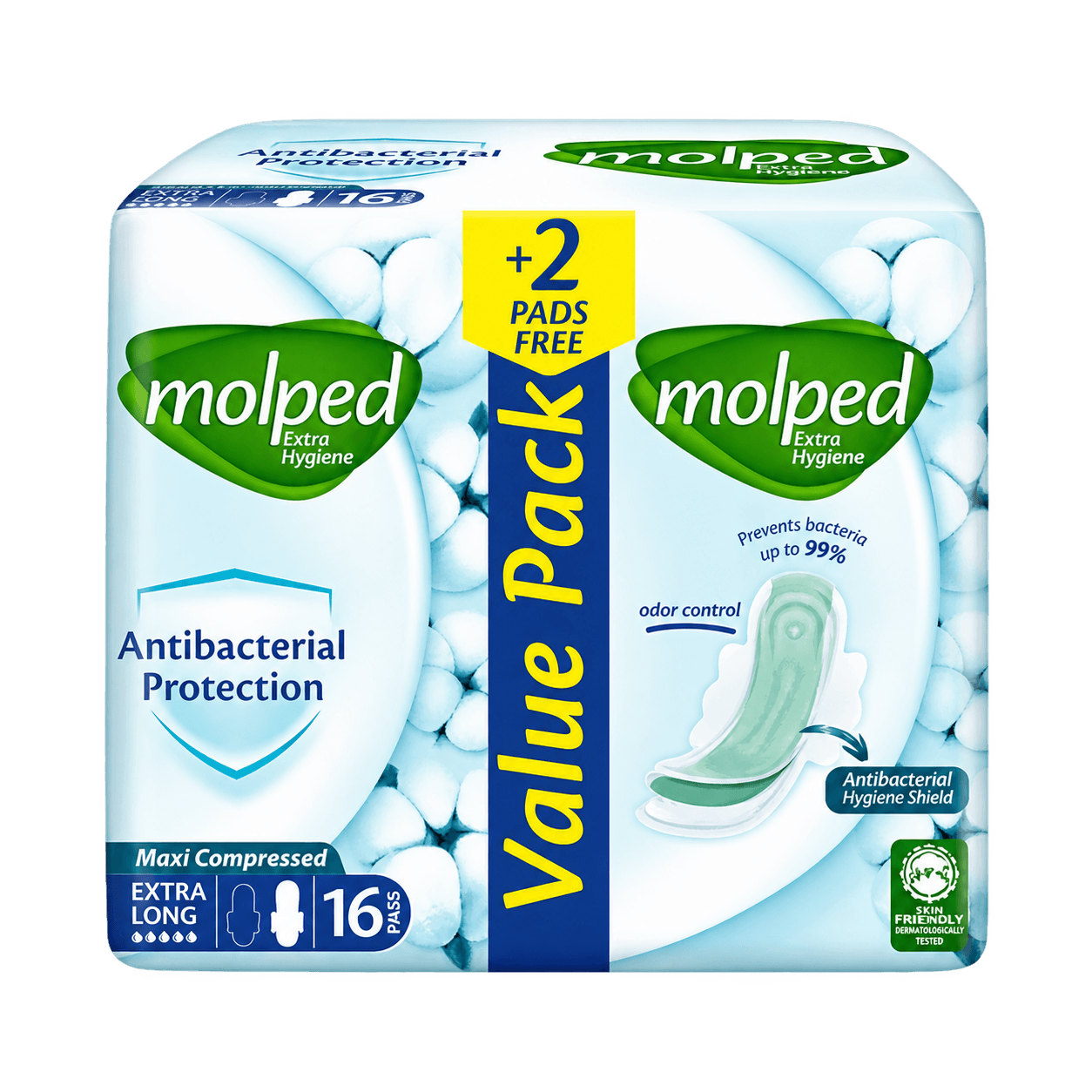 Extra Hygiene Antibacterial Maxi Thick Extra Long Pads (16+2)